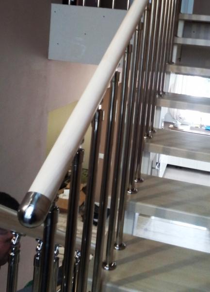 Перила из нержавеющей стали перила с деревянным поручнем — фото 3